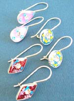Enamals 925.sterling silver leverback earring or fish hook earring in assorted design