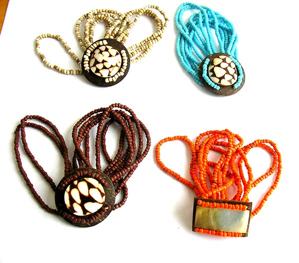 Seashell designer company supplies assorted beaded bracelet with white seashell        