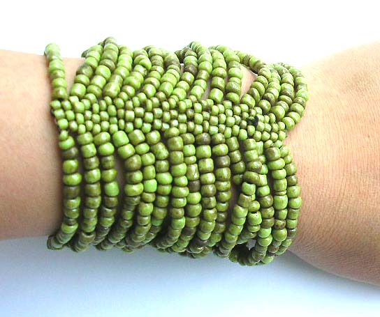 Custom jewelry wholesale supplies green rainbow seed beaded bracelet forming in wide band design