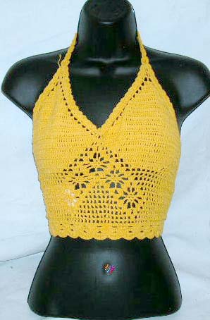 Belly crochet clothing importer supply golden crochet top motif filigree flower decor pattern design 