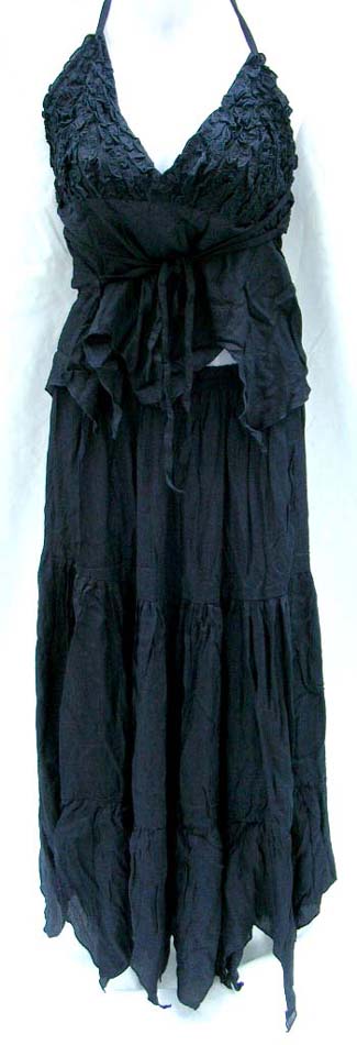  Online sash dress distributor supply - Summer daytrip sash dress set motif triangle with thick crinkle and top ties neck and back 