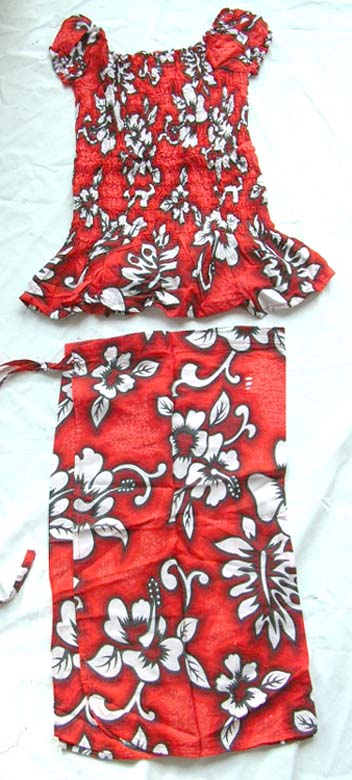 Dressing giftware online wholesale hibiscus flower thick rayon stretch top and short skirt set 