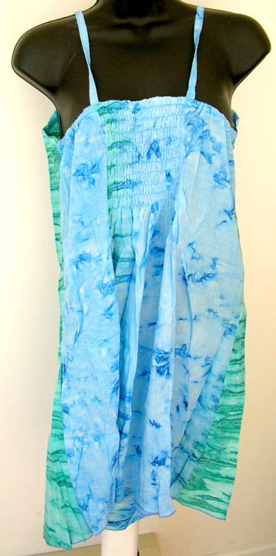 Online casual summer look dress wholesale - Bali spaghetti straps summer dress with assorted smoked flower design 