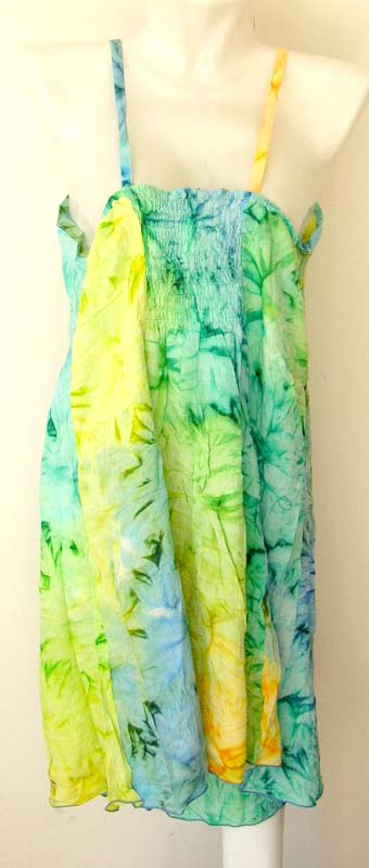 Look for lady's summer dress wholesales - Bali spaghetti straps  summer dress with assorted smoked flower design 