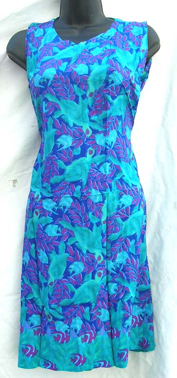 Wholesale Beach and Ocean season supplies Hawaii summer rayon dress with U shape neck and 2 string tie at back 