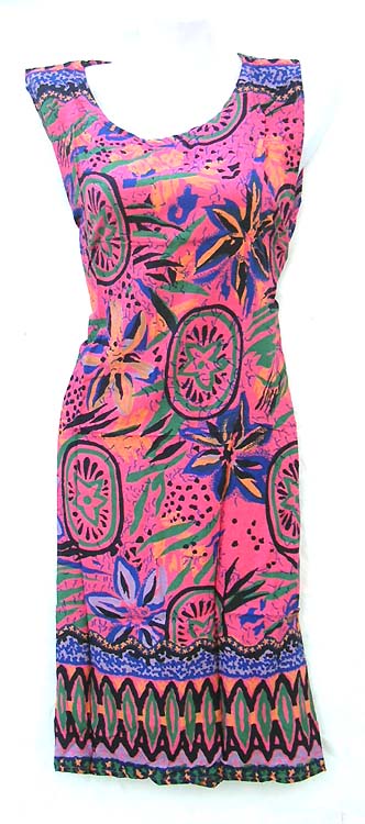 Holiday mood casual dress wholesale supplies Hawaii summer rayon dress with U shape neck and 2 string tie at back 