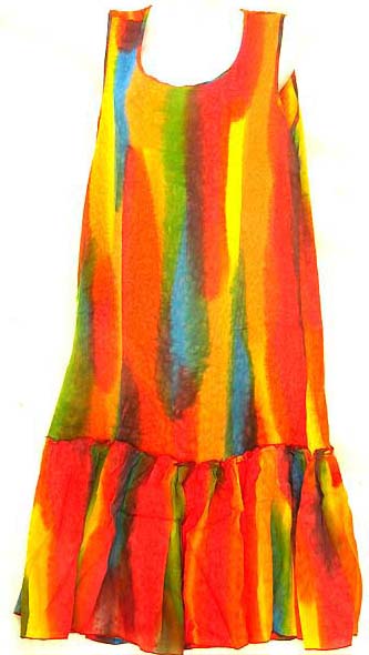 Summer outdoor party lady's dresses wholesale - Summer tie-dye spaghetti light rayon dress with painting art or simply plain color design 