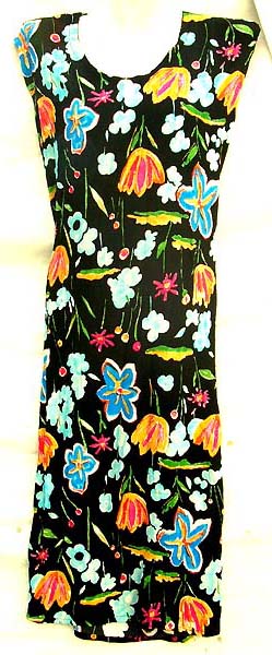Environment style dresses wholesale - Round neck rayon bali long lady's dress with tie at back on waist 