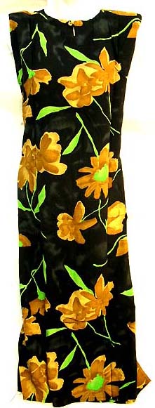 Online golden flower style dresses wholesale - Round neck rayon bali long lady's dress with tie at back on waist 