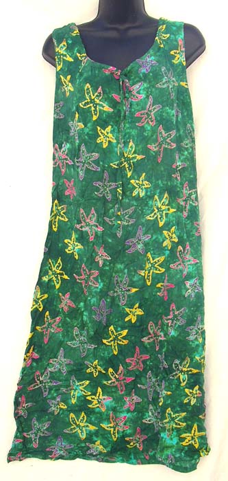 Cheap prices star and grassland style dresses wholesale -Rayon lady sleeveless long dress with pull string around neck 