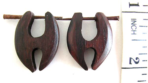 Bali fashion wholesale supplies tribal fashion coconut wooden earring with H shape design      