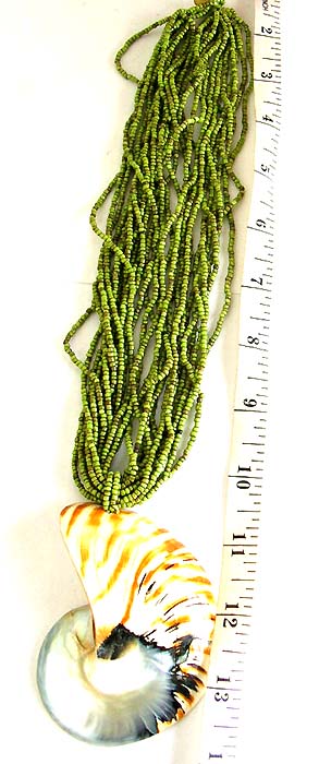 Fashion bead jewelry store supplies assorted multi seed bead necklace with horn shape pendant design         