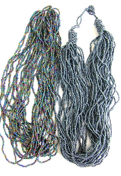 Bead Fashion Accessories supplier supplies multi grey strings beaded necklace with button beads for closure           