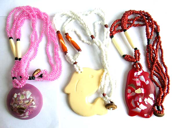 Seashell designer wholesale supplies seashell chips fashion red, pink and white seed beaded necklace             