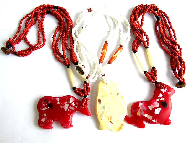 Seashell designer wholesale supplies seashell chips fashion red, pink and white seed beaded necklace             