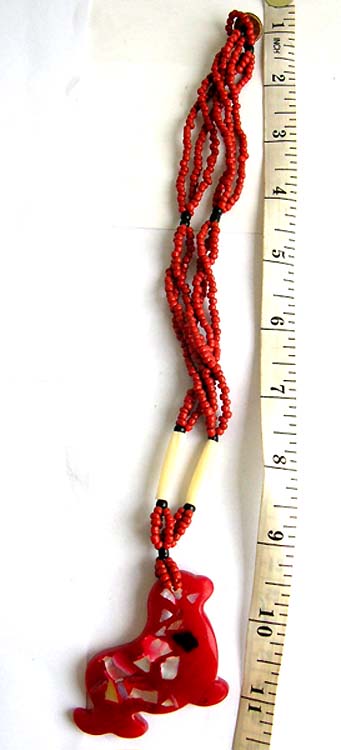 Seashell designer wholesale supplies seashell chips fashion red, pink and white seed beaded necklace             