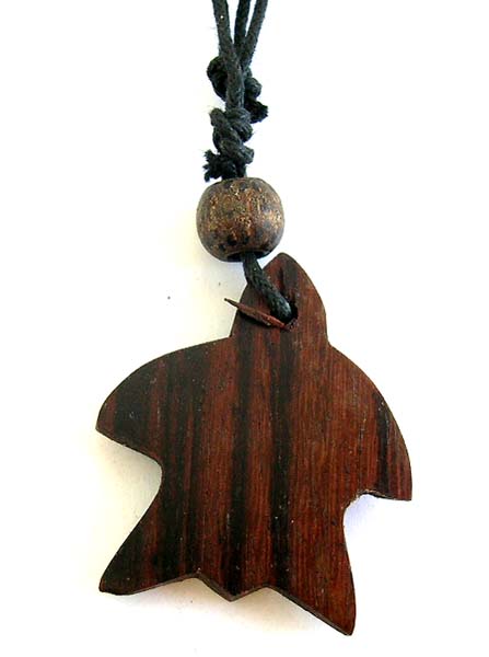 A wholesale company supplies Bali black cord coconut wooden necklace with sea star design