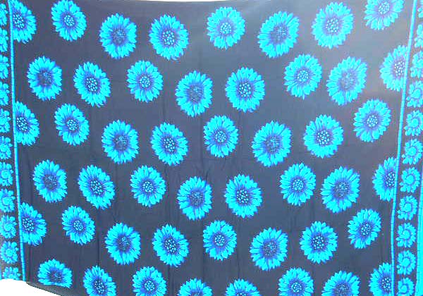 Screen painted fashion sarong wholesaler distribute aquarium sarong with sunflower decor   
