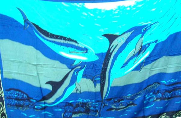 Always on wholesale price sarong store royal blue wrapping sarong motif dolphins jumping in the ocean 