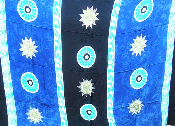 Tradional sarong wholesale store triple sections sarong wrap motif shield and star pattern in blue and black color design 