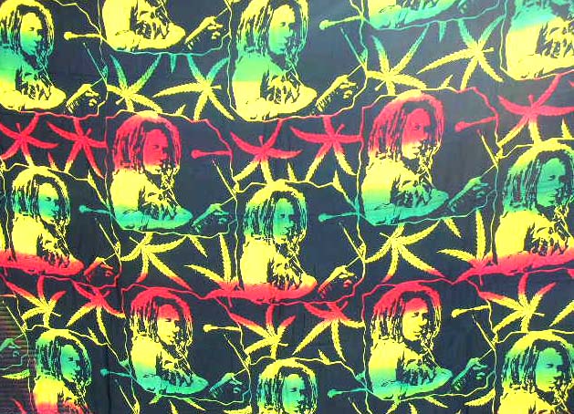 Rasta reggae Bob Marley fashion accessory online wholesale sarong with Bob Marley paint