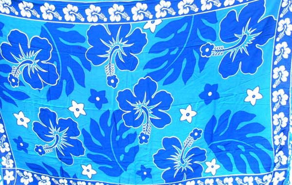 Great online sarong wholesale supplier sarong wrap with hawaiian summer floral garden in blue color          