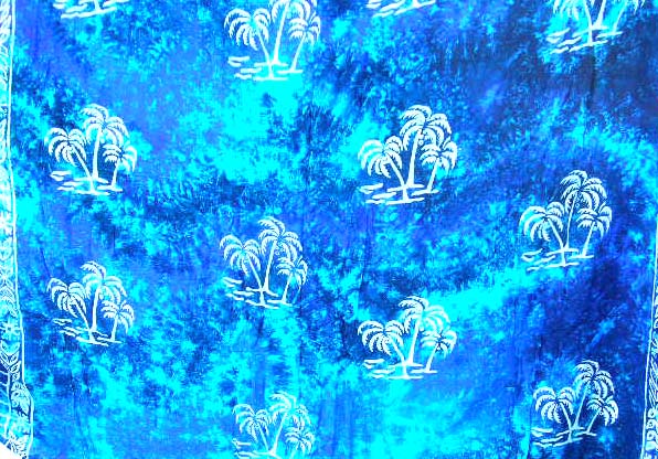 Shop swim beach causal wear covers supplier online - mono blue rayon sarong motif coconut tree pattern decor