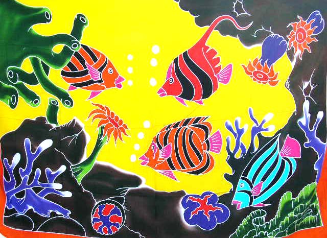 Fine thick rayon wholesale sarong aquatic life thick rayon sarong wrap motif multi tropical fish design in different color  