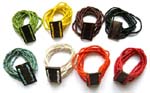 Multi assorted color seed beaded bracelet with square coconut wooden charm design
