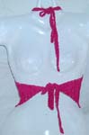 Beach wear deep pink crochet shell cup top motif 8 filigree tropical flower design with top ties and back 