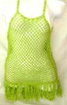 Beach filet light green crochet sash top with fish-net and dangle design at the bottom