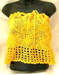 Summer yellow crochet top with filigree flower and square pattern design
