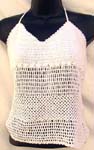 Summer wear crochet top motif square pattern and butterfly knot on front with top ties at neck design in white color
