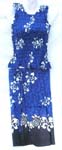 Hibicus flower round neck thick rayon summer sleeveless top matched with a mini wrapping skirt