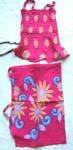 Hibicus flower round neck thick rayon summer sleeveless top matched with a mini wrapping skirt