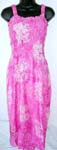 Beach Hawaiian rayon dress, top has an elastic neckline which can be worn on or off and below the knee length design