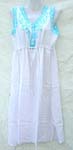 Sleeveless rayon V neck dress with adjustable string on belly and embroidery flower design