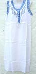 Sleeveless rayon V neck dress with adjustable string on belly and embroidery flower design