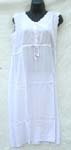 Sleeveless rayon V neck dress with adjustable string on belly and embroidery flower design