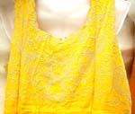 Cotton summer dress with floral embroidery on front, back and bottom or solid plain color design, pull strings on waist on both style