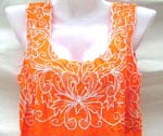 Cotton summer dress with floral embroidery on front, back and bottom or solid plain color design, pull strings on waist on both style