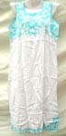 Cotton summer dress with floral embroidery on front, back and bottom or solid plain color design, pull strings on waist on both style