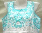 Cotton summer dress with floral embroidery on front, back and bottom or solid plain color design, pull strings on waist on both style