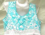 Cotton summer dress with floral embroidery on front, back and bottom or solid plain color design, pull strings on waist on both style