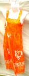Assorted aquatic life's and hibiscus rayon dress with 3 wooden button on each side and fringe at the bottom