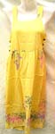 Assorted aquatic life's and hibiscus rayon dress with 3 wooden button on each side and fringe at the bottom