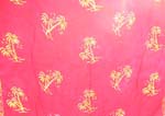 Red rayon wrapping sarong with yellow coconut trees design