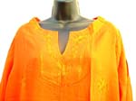 Lady's embroidered long shirt top motif flower pattern and wide swing sleeve with V shape open on front design 