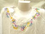 Assorted rayon lady rainbow floral embroidery shirt top with 3/4 sleeves design