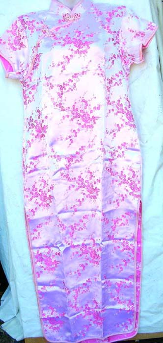 Beautiful style Chinese dress manufacturers supply wholesale Light pink Oriental evening dress with dark pink embroidered flower pattern